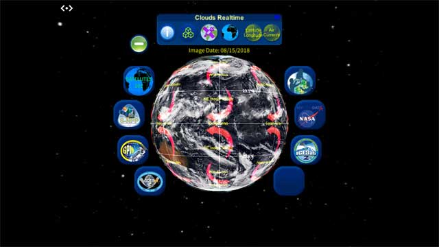 HoloGLOBE sử dụng hình ảnh từ vệ tinh và mô phỏng dữ liệu từ NASA và NOAA