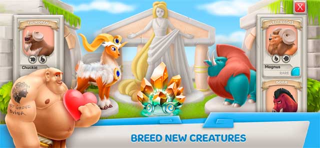 Nhân giống và lai tạo ra nhiều loài sinh vật mới trong Legends of Olympus