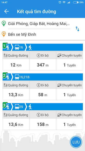 Kết quả tìm đường xe bus