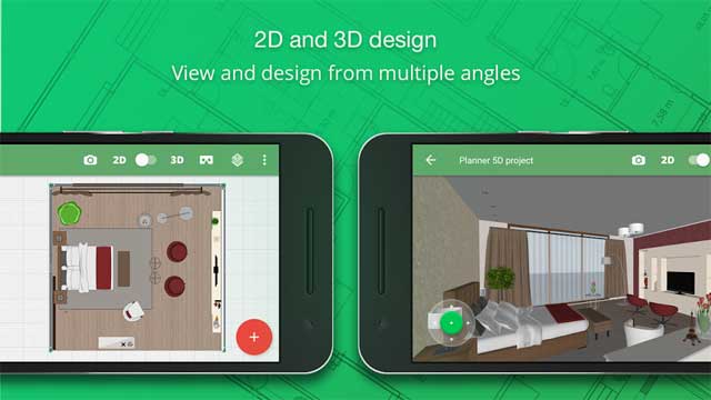 Xem và thiết kế nội thất ở cả hai chế độ 2D và 3D