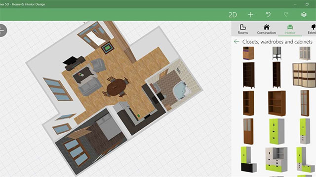 Chế độ xem 2D hoặc 3D trong Planner 5D