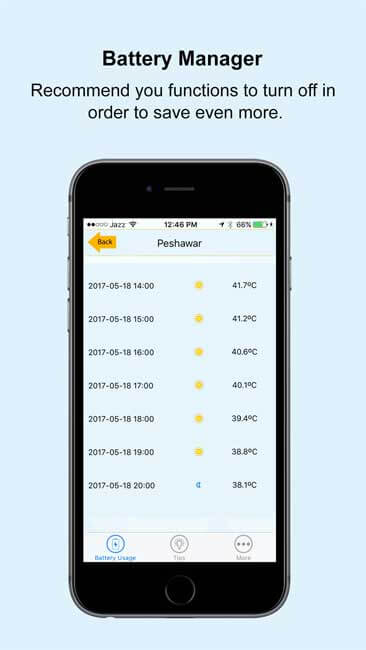 Device Battery Doctor Battery Manager cho iOS có nhiều tính năng hữu ích