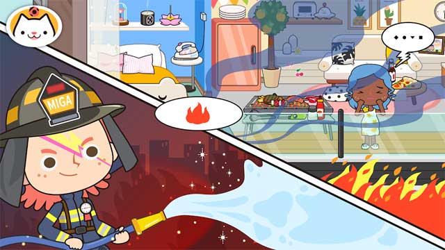 Dập lửa và cứu bạn nhỏ ra khỏi ngôi nhà đang cháy