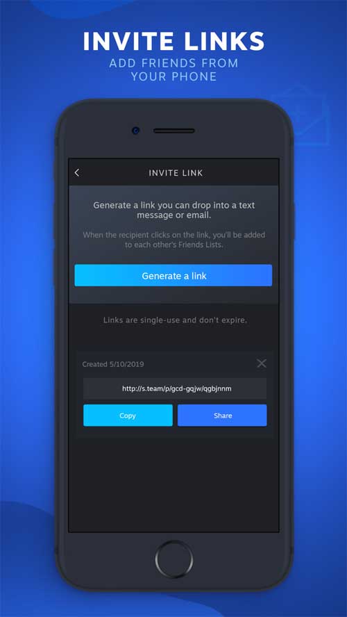 Tạo link mời bạn và gửi link qua tin nhắn văn bản hoặc email