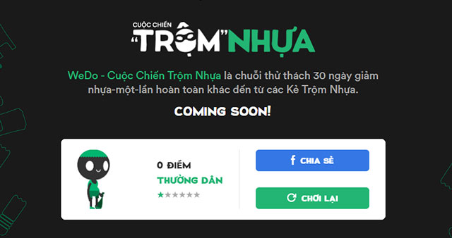 Chia sẻ điểm số trong Cuộc Chiến Trộm Nhựa với bạn bè