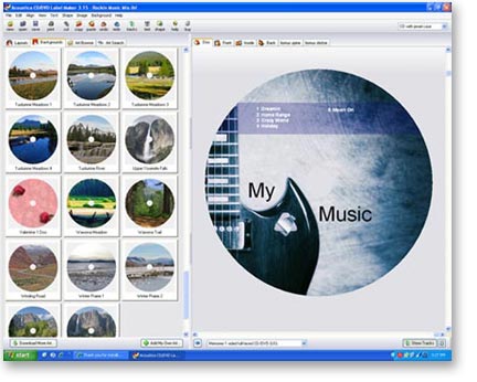 Giao diện Acoustica CD / DVD Label Maker