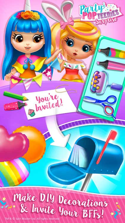 Tự cắt dán và trang trí thiệp mời trong Party Popteenies Surprise