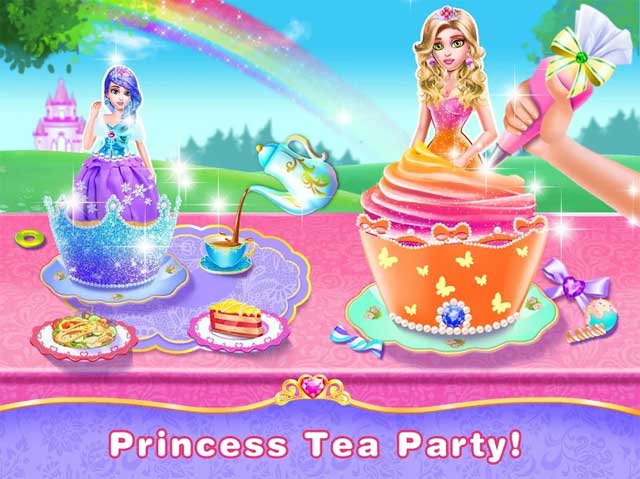 Bé hãy tổ chức một bữa tiệc trà trong cung điện của Princess Cupcake Maker cho Android nhé