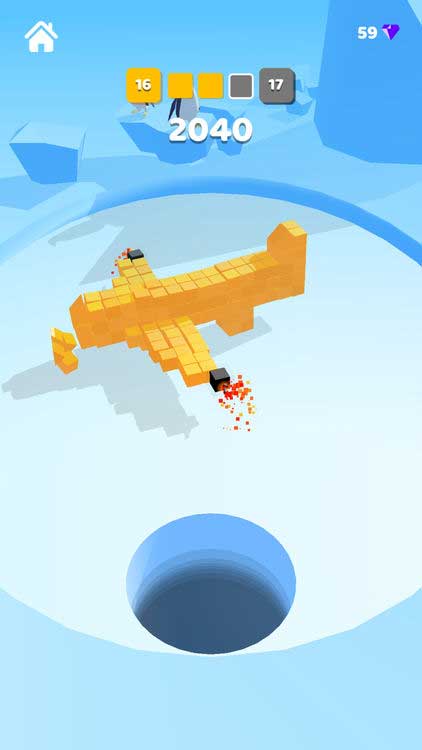 Nuốt trọn các vật thể được tạo nên từ nhiều khối hộp khác nhau