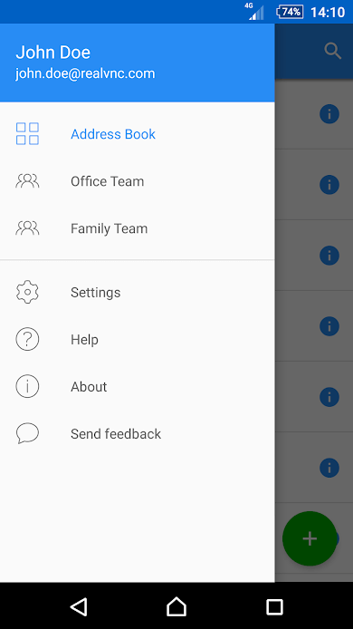 Giao diện VNC Viewer cho Android