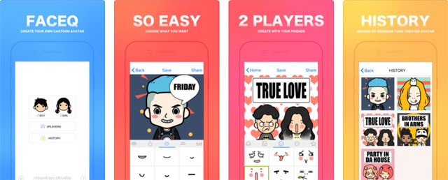 Giao diện chính của ứng dụng tạo avatar chibi - FaceQ cho iOS