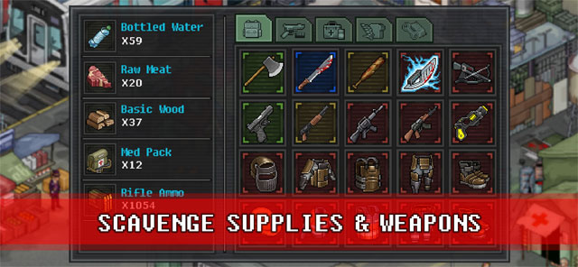 Tìm kiếm và thu thập nhu yếu phẩm cũng như vũ khí và trang bị