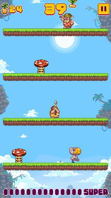 Nhảy lên và tấn công người trong hang trong Trog Smash Island