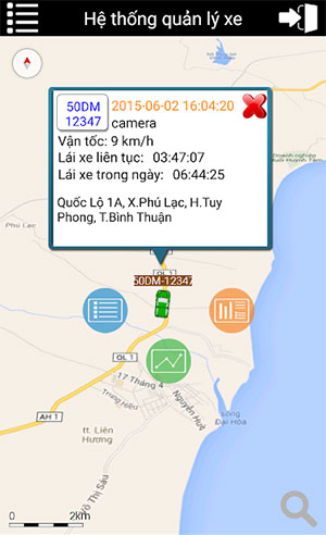Giao diện quản lý hành trình xe trên Vietmap