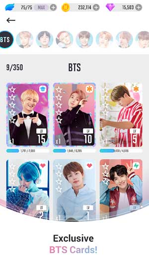 Thu thập các thẻ thành viên BTS