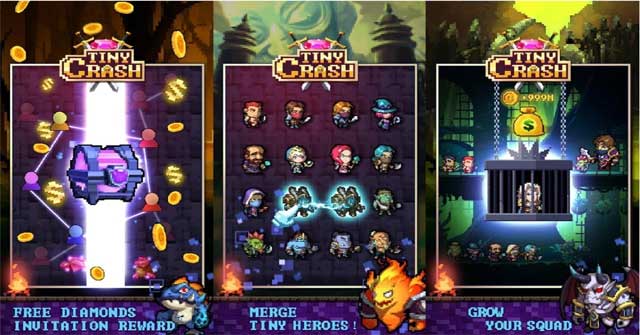 Hợp nhất anh hùng, đánh bại quái vật và nhận phần thưởng giá trị trong game Tiny Crash