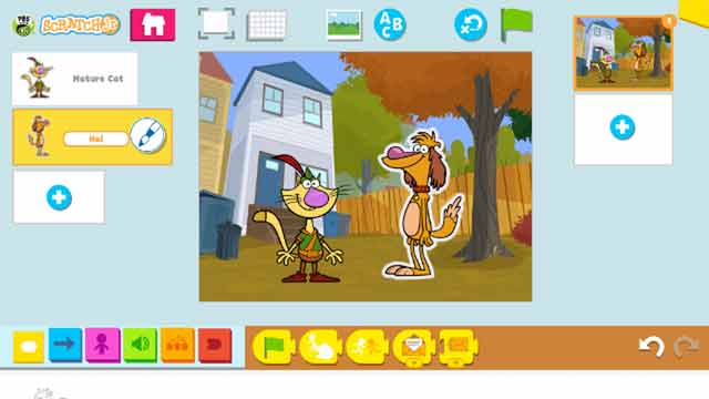 Ghép các khối lập trình với nhau để cho nhân vật chạy, nhảy, khiêu vũ và hát