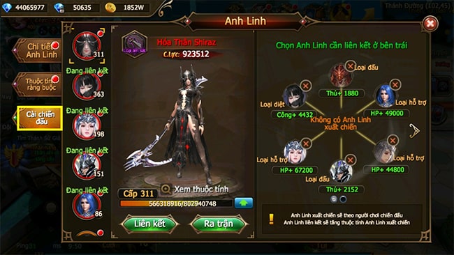 Các lớp nhân vật trong Thánh Chiến 3D