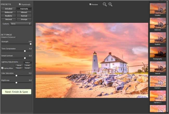 Giao diện Photomatix Essentials