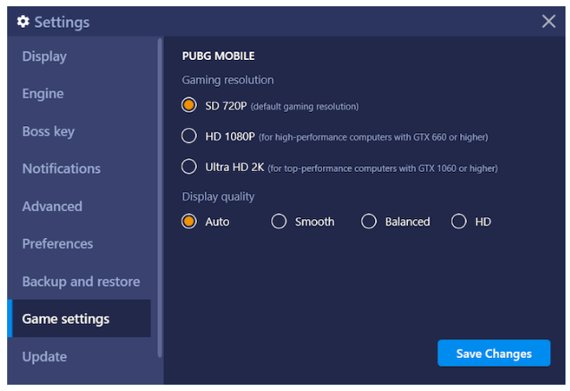 Tinh chỉnh cài đặt game PUBG Mobile trong BlueStacks mới nhất