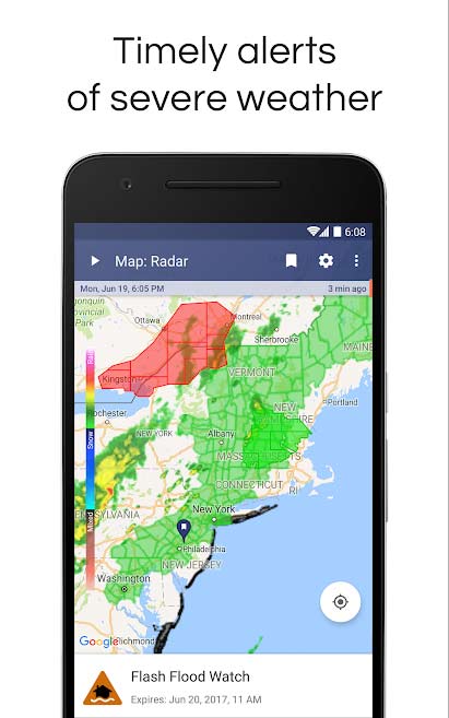 Với NOAA Weather Radar Live, bạn sẽ nhận được thông báo kịp thời về thời tiết khắc nghiệt