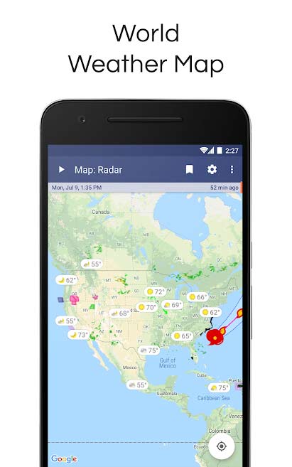 Xem dự báo thời tiết tại nhiều địa điểm trên toàn thế giới trong NOAA Weather Radar Live