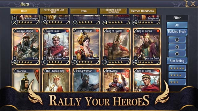 Chiêu mộ và nâng cấp hơn 67 anh hùng lịch sử trong Conquest of Empires