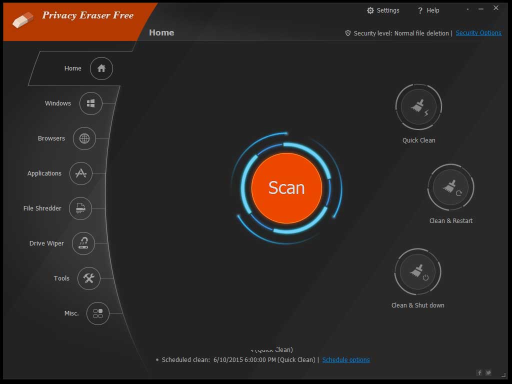 Giao diện Privacy Eraser 