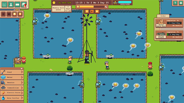 Game Aquaculture Land mô phỏng trang trại cá nước ngọt trên nền đồ họa pixel độc đáo