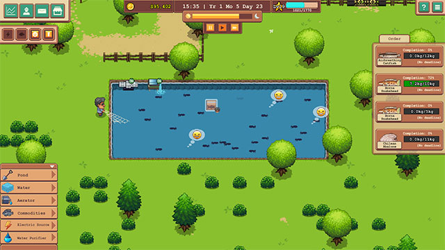 Quản lý trang trại cá rộng lớn trong game Aquaculture Land