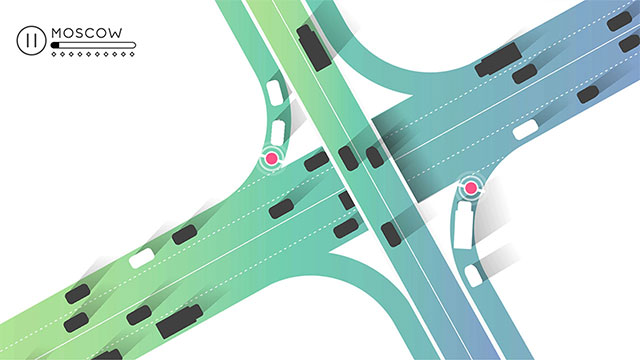 Chơi game Traffix với góc nhìn từ trên xuống giúp bao quát toàn bộ