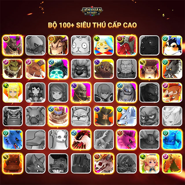 Đội hình hơn 100 siêu thú cao cấp