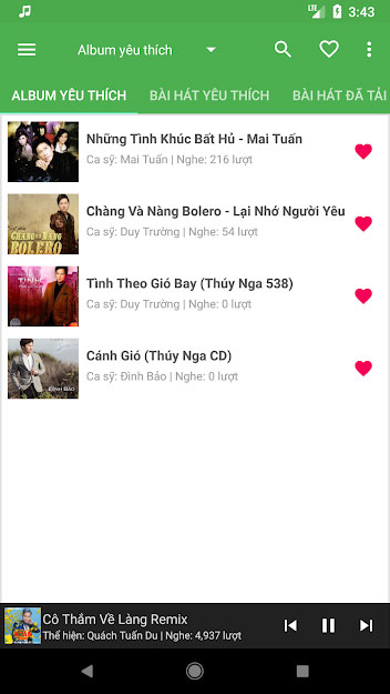 Danh sách bài hát yêu thích