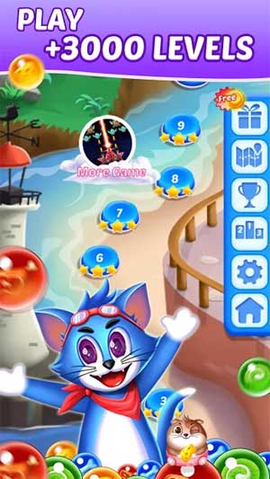 Game Tom Cat Pop for Android có hơn 3000 màn chơi thú vị
