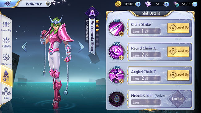Hệ kỹ năng của Andromeda Shun trong Saint Seiya: Awakening