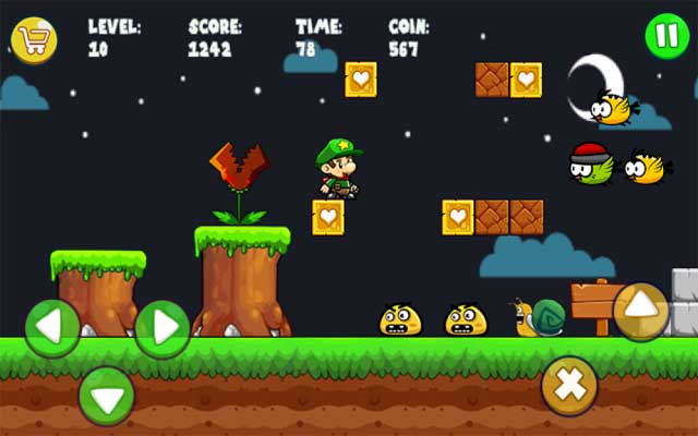 Bob's World Android có lối chơi đơn giản, nhiều kẻ thù đa dạng, đồ họa đẹp và âm thanh êm dịu