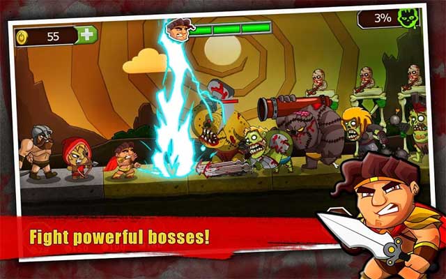 Chiến đấu chống lại boss zombie hùng mạnh trong game Legend vs Zombies for Android