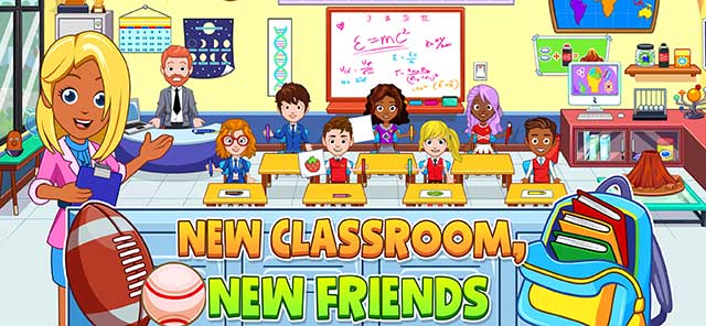 Tham gia lớp mới với những người bạn mới trong game My City : High school