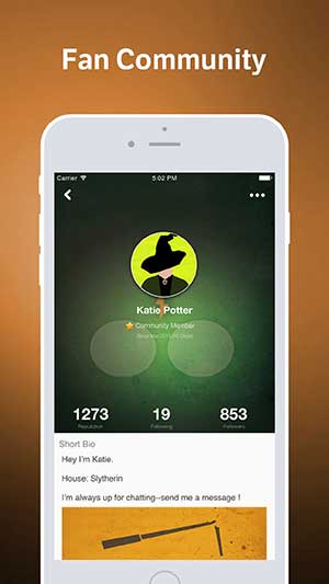 Tham gia cộng đồng fan Harry Potter trong mạng xã hội Amino for iOS