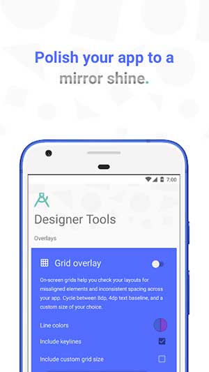 Designer Tools là công cụ kiểm tra các thông số thiết kế ứng dụng trên điện thoại 