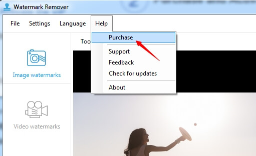 Nút mua sản phẩm trên Watermark Remover