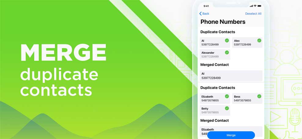 Smart Cleaner cho iOS hợp nhất liên hệ trùng lặp
