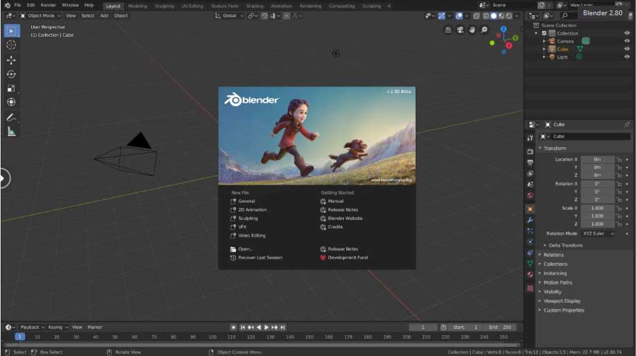 Giao diện mới của Blender 2.80