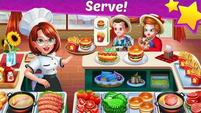 Phục vụ vô số món ăn ngon cho mọi thực khác trong game quản lý nhà hàng Food Diary cho Android