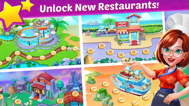 Kiếm đủ sao để mở khóa thêm nhiều nhà hàng mới trên khắp thế giới trong Food Diary