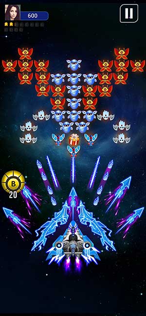 Lái tàu vũ trụ và tiêu diệt kẻ thù không gian trong game bắn súng Galaxy Attack: Space Shooter
