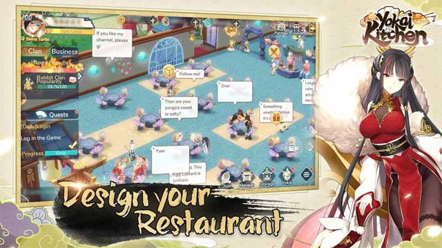 Thiết kế nhà hàng trong Yokai Kitchen Android theo phong cách mà bạn yêu thích