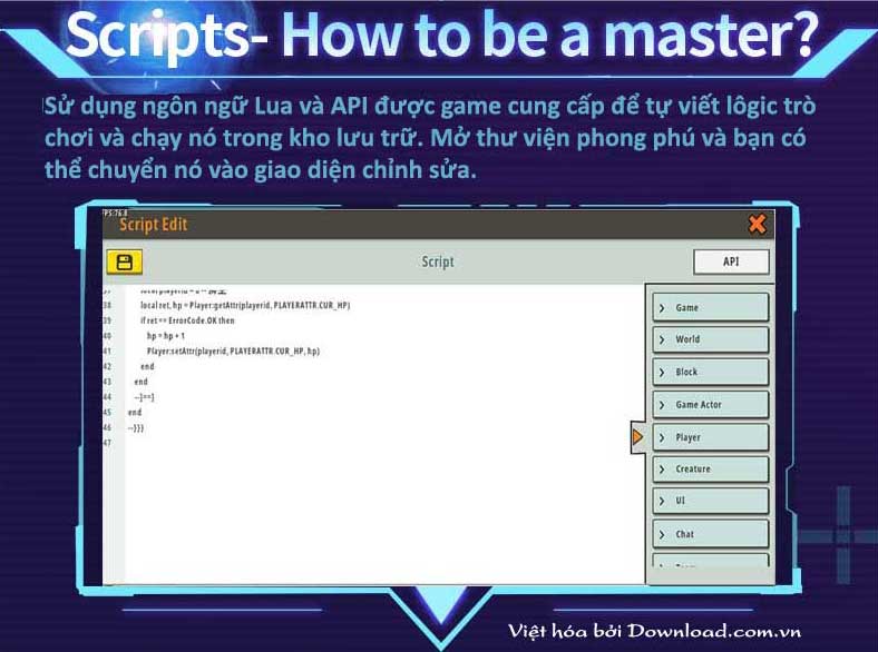 Mini World 0.37.1 giúp bạn trở thành một bậc thầy sử dụng script