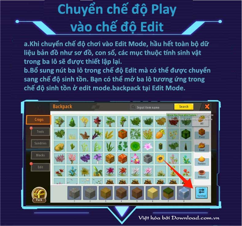 Tinh chỉnh chế độ Play trong Mini World 