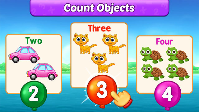 Bé học đếm từ 1 đến 10 trong mini-game hình ảnh ngộ nghĩnh